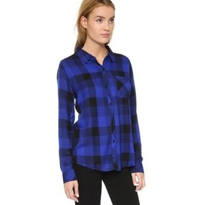 Rails royal blue and black flannel